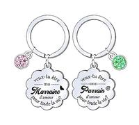 MNBVBV Porte clef veux tu etre ma marraine Cadeau Naissance Annonce Grossesse Marraine Demande original Veux tu être marraine parrain demande (Parrain et marraine)