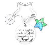 MNBVBV Porte-clés d'inspiration, Pendentif Porte-clés Argenté A-Z 26 Lettres Initiales Parfois Tu Oublies Que tu es Génial, Alors Ceci est Ton Rappel pour Fille,Sœur,L'amie et Mère.