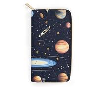 MNBVKL Portefeuille imprimé The Solar Family - Grande capacité - Portefeuille de voyage pour femme - Portefeuille pour adulte - Blanc - 19,7 x 10,5 cm - Moderne, blanc, 19.7x10.5cm, Moderne