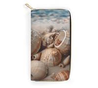 MNBVKL Portefeuille, Seashells by The Seashore - Portefeuille imprimé - Grande capacité - Portefeuille de voyage pour femme - Portefeuille pour adulte - Blanc - 19,7 x 10,5 cm - Moderne, blanc,