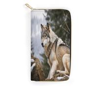 MNBVKL Portefeuille, Snow Mountain Wild Wolf imprimé portefeuille, grande capacité, portefeuille de voyage pour femmes, portefeuille adulte, blanc, 19,7 x 10,5 cm, moderne, blanc, 19.7x10.5cm, Moderne