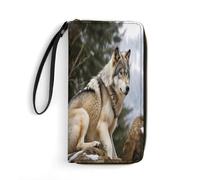 MNBVKL Portefeuille, Snow Mountain Wild Wolf imprimé portefeuille, grande capacité, portefeuille de voyage pour femmes, portefeuille adulte, blanc, 19,7 x 10,5 cm, moderne, blanc, 19.7x10.5cm, Moderne