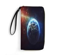 MNBVKL Portefeuille, Space Planet Earth imprimé portefeuille, grande capacité, portefeuille de voyage pour femmes, portefeuille adulte, blanc, 19,7 x 10,5 cm, moderne, blanc, 19.7x10.5cm, Moderne