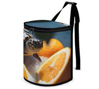 MNBVKL Sacs de rangement pour ordures, sacs de rangement à ordures imprimés orange et tortue, sacs de rangement pour ordures de voiture, sacs de rangement portables, Orange et tortue, Orange And
