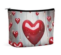 MNBVKL Trousse à cosmétiques, sac cosmétique imprimé cœur rouge, sac à cosmétiques portefeuille, sac à cosmétiques mignon, sac cosmétique à main, cœur d'amour rouge, taille unique, Cœur rouge, Taille
