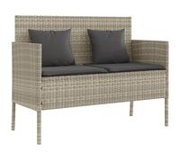 MNCVXAXG Banc de jardin en polyrotin gris clair avec coussins | Compartiment de rangement sous le siège, housse résistante à l'eau, fermetures , vérin à gaz, coussin déhoussable et