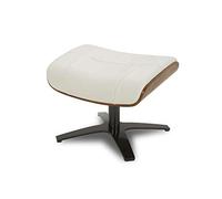 MND MY NEW DESIGN NAOS : Repose Pieds - Pouf - Chêne Naturel, Cuir Blanc