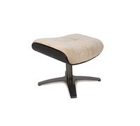 MND MY NEW DESIGN Vega : Repose Pieds - Pouf - Chêne Noir, Tissu Velours Beige