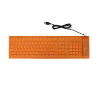MNDPOAATY Clavier Pliable en Silicone, Clavier Filaire USB à 108 Touches étanche, Clavier Silencieux à Rouler avec Fermeture complète et Touches muettes pour Le Bureau, Les Voyages et l’usag (Orange)