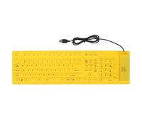 MNDPOAATY Clavier Pliable en Silicone, Clavier Filaire USB à 108 Touches étanche, Clavier Silencieux à Rouler avec Fermeture complète et Touches muettes pour Le Bureau, Les Voyages et l’usag (Jaune)