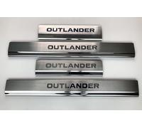 mne parts Lot de 4 protections de seuil de porte chromées en acier inoxydable pour Mitsubishi Outlander 2014-2021.