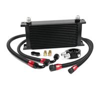 MNEVZX Kit Refroidisseur D'huile 10/15 Rangées + Adaptateur De Filtre À Huile + Durite Tressée en Acier Inoxydable AN10 + Séparateur De Conduites - Pièce du Système De Refroidissement(15 Rows Black)