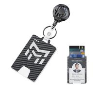 MNGARISTA Enrouleur pour porte-badge rétractable, porte-clés robuste avec clip de ceinture, porte-carte d'identité en fibre de carbone 3K avec porte-clés rétractable de 82 cm, noir