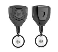 MNGARISTA Lot de 2 porte-clés rétractables robustes avec clip de ceinture, enrouleur de badge d'identité, cordon en acier de 80 cm et anneau porte-clés, 255 g