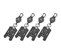 MNGARISTA Lot de 4 porte-badges rétractables, porte-clés à mousqueton robuste, porte-carte d'identité tactique avec enrouleur de badge rétractable de 80 cm, noir