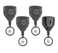 MNGARISTA Lot de 4 porte-clés rétractables robustes avec clip de ceinture, porte-badge d'identité, porte-badge, cordon en acier de 90 cm et porte-clés, 255 g