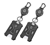 MNGARISTA Paquet de 2 Porte-badge rétractable, porte-clés mousqueton robuste, porte-carte d'identité tactique avec bobine de badge rétractable de 80 cm, noir