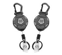 MNGARISTA Paquet de 2 porte-clés rétractables, porte-badge mousqueton robuste, bobine de badge d'identification tactique avec cordon rétractable en acier de 80 cm, 226 g de rétraction