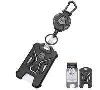 MNGARISTA Porte-badge rétractable, porte-clés mousqueton robuste, porte-carte d'identité tactique avec bobine de badge rétractable de 80 cm, noir