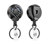 MNGARISTA Porte-clés rétractable renforcé avec clip ceinture, rétraction 283,5 g, cordon inox 80 cm, enrouleur de badge en fibre de carbone 3K avec sangle de badge et anneau de clé, Lot 2