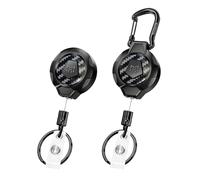 MNGARISTA Porte-clés rétractable renforcé de qualité supérieure, Clip ceinture & Mousqueton, Rétraction de 283,5 g, Câble en acier inoxydable de 80 cm, Enrouleur de badge en fibre de carbone 3K, Lot 2