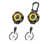 MNGARISTA Porte-clés rétractable renforcé, version clip ceinture et version mousqueton, rétraction 283,5 g, cordon inox 80 cm, enrouleur de badge tactique, porte-clés rétractable, Lot 2
