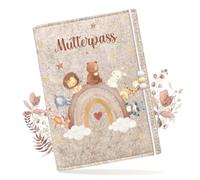 Mngevcy Étui de protection en feutre pour carnet de maternité allemand - Avec compartiments - Avec compartiment pour photos à ultrasons, cartes et carnet de vaccination - Beige crème