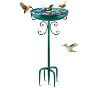 Mngren Bain d'oiseaux pour l'extérieur, bain d'oiseaux, bain d'oiseaux, paradis, 81 cm, en métal, bassin à oiseaux, abreuvoir pour oiseaux, jardin, cour, pelouse, décor (vert)