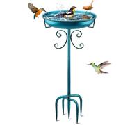 Mngren Bain d'oiseaux pour l'extérieur, bain d'oiseaux, bain d'oiseaux, paradis, 81 cm, en métal, bassin à oiseaux, abreuvoir pour oiseaux, jardin, cour, pelouse, décor (bleu)