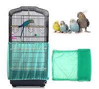 Mngren Couverture de Cage à Oiseaux, Housse de Protection en Maille, Attrape Graine, Filet de Perroquet Ajustable en Maille de Nylon, Couvre-Jupe Guard pour Cage Rondes Carré (Vert)