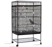 Mngren Grande housse de cage à oiseaux, filet extra large, doux et aéré, attrape-semences, perroquets, cordon de serrage réglable, pour cages rondes carrées (noir, étoiles à paillettes)