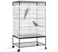 Mngren Grande housse de cage à oiseaux, filet extra large, doux et aéré, attrape-semences, perroquets, cordon de serrage réglable, pour cages rondes, carrées, étoiles à paillettes blanches