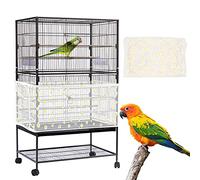 Mngren Housse de cage à oiseaux, réglable, extra large, attrape-semences, perroquet, cordon de serrage, nourriture pour oiseaux, petits animaux, jupe pour cages rondes carrées
