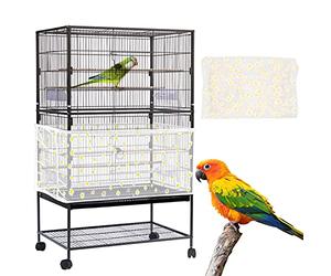 Mngren Housse de cage à oiseaux, réglable, extra large, attrape-semences, perroquet, cordon de serrage, nourriture pour oiseaux, petits animaux, jupe pour cages rondes carrées