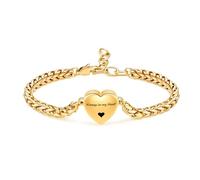 Mnicremation Urne Bracelet pour Cœur Cœur Crémation Bracelet, Memorial Réglable As Link Holder Bangle Link Chain Femmes - Toujours dans mon cœur, 22 cm, Acier inoxydable, Pas de gemme