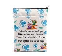 MNIGIU Housse de protection de livre d'amitié amusante en forme de pieuvre - Cadeau pour ami avec inscription « Friends Come and Go Like Waves On The Sea Friend » (pieuvre)