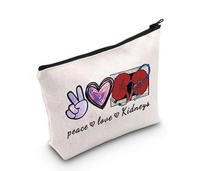 MNIGIU Sac à cosmétiques avec fermeture éclair pour greffe de rein, néphrologie pour infirmière, paix et amour, cadeau néphrologue, Peace Love Rein, Sac à main étanche multifonction avec fermeture éclair