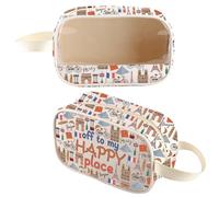 MNIGIU Trousse de maquillage transparente Paris City - Cadeau de voyage - Cadeau de bienvenue à Paris - Trousse cosmétique pour touriste, Sac transparent Paris, Transparent