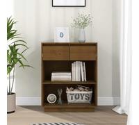 MNISDFL Armoire Console en Bois de pin Massif Marron Miel 60x34x75 cm, Meuble Rangement Salon avec tiroirs et Compartiments, Buffet d'appoint pour Chambre Bureau