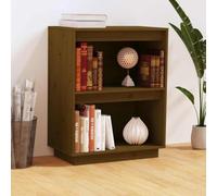MNISDFL Armoire Console Marron Miel 60x34x75 cm en Bois de pin Massif, Meuble Rangement Chambre avec Compartiments pour Livres, Magazines et DVD, Buffet Robuste avec Dessus d'exposition