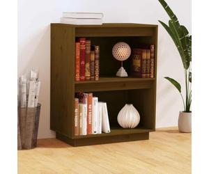 MNISDFL Armoire Console Marron Miel 60x34x75 cm en Bois de pin Massif, Meuble Rangement Chambre avec Compartiments pour Livres, Magazines et DVD, Buffet Robuste avec Dessus d'exposition