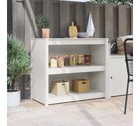 MNISDFL Armoire de cuisine d'extérieur - Blanc - 106 x 55 x 92 cm - En bois de pin massif - Avec deux étagères - Espace de rangement pour casseroles, poêles - Durable et résistante aux intempéries