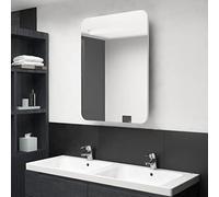 MNISDFL Armoire de salle de bain, avec lavabo, à LED, miroir, pour salle de bain, blanc brillant, 60 x 11 x 80 cm