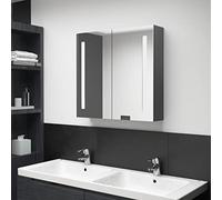MNISDFL Armoire de salle de bain avec lavabo - Armoire miroir LED pour salle de bain - Gris - 62 x 14 x 60 cm