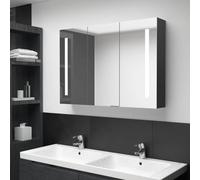 MNISDFL Armoire de salle de bain, sous vasque, à LED, à miroir, pour salle de bain, 89 x 14 x 62 cm, noir brillant