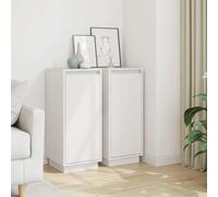 MNISDFL Armoire latérale en Bois de pin Massif Blanc, 31,5x34x75 cm, Meuble Rangement avec Porte pour Livres et Objets décoratifs