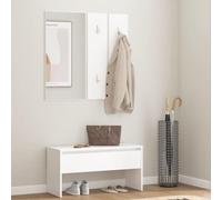 MNISDFL Banc de rangement Tabouret avec espace de rangement Coffre de rangement Ensemble de meubles de couloir en bois Blanc