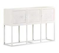 MNISDFL Buffet 115x30x76 cm en Bois de manguier Massif, Meuble Salon Rustique Industriel avec 3 Portes et Cadre en Fer Enduit de Poudre