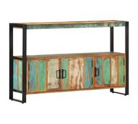 MNISDFL Buffet 3 Portes 1 étagère en Bois de récupération Massif 120x30x75 cm, Cadre Acier Enduit de Poudre, Style Vintage Industriel, Rangement avec étagère intérieure.