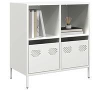 MNISDFL Buffet Blanc 68x39x73,5 cm en Acier laminé à Froid, Meuble de Rangement avec Armoire, tiroirs et étagères pour Salon, Chambre, Couloir